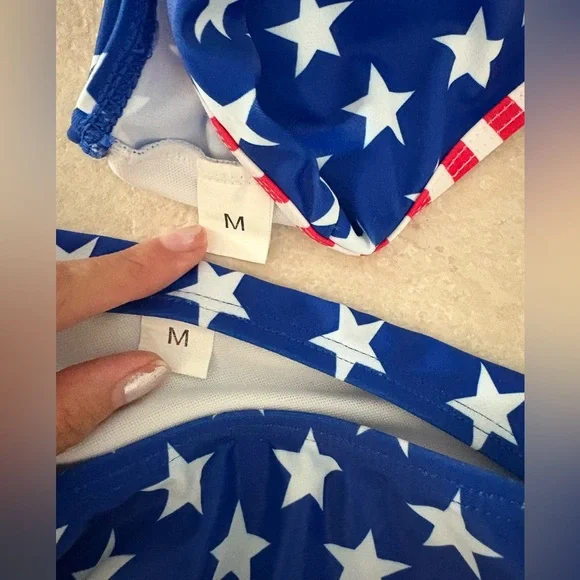 NWOT Women’s American Flag Patriotic 2 Piece Tankini Swimsuit Set - Size Medium - Picture 10 of 10
